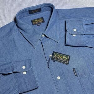 NEW Vintage 1990s Chaps‎ Ralph Lauren Denim Button Up Shirt Men's 16.5 32/33 NWT